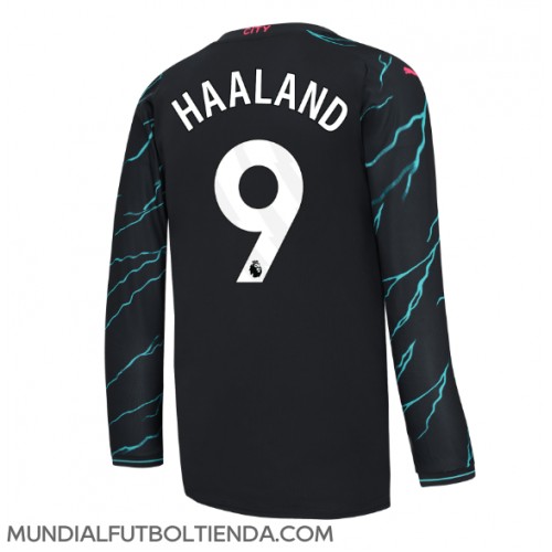 Camiseta Manchester City Erling Haaland #9 Tercera Equipación Replica 2023-24 mangas largas